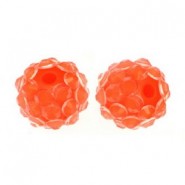 Resin rhinestone shamballa kraal 10x12mm Dutch orange